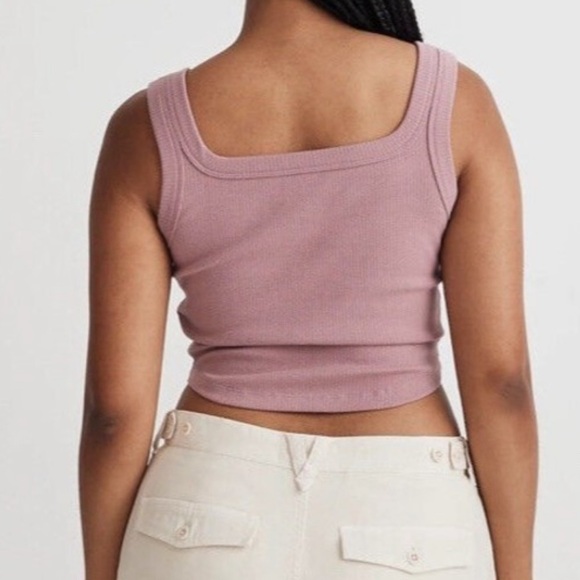 Madewell Tailored Crop Tank in Sleekhold Woodrose Size XL NL398 - Picture 3 of 7